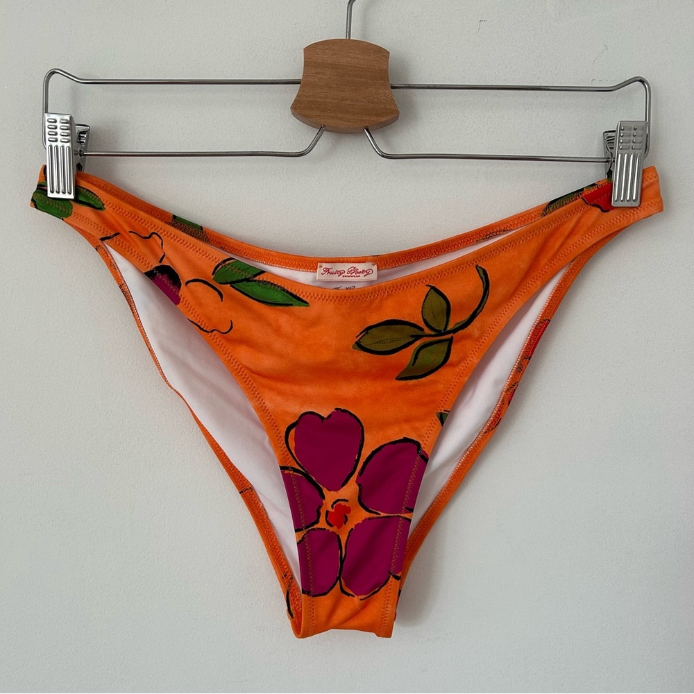 FRUITY BOOTY ORANGE FLORAL BIKINI BOTTOM SIZE M